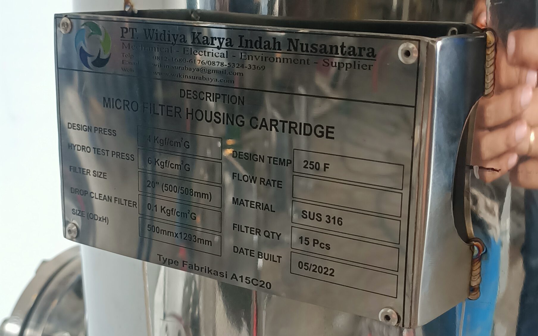 FABRIKASI/MODIFIKASI HOUSING CARDRIDGE FILTER 20 x 30" SURABAYA